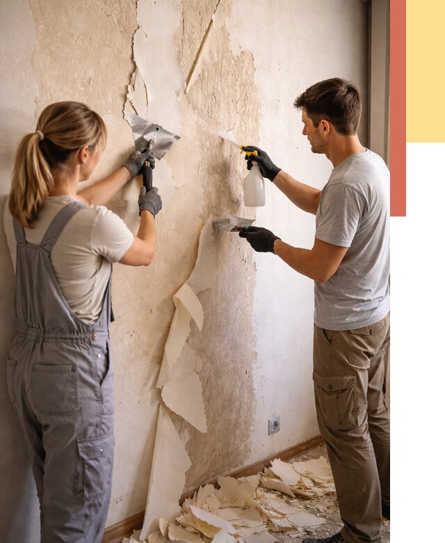 Снятие старых обоев в Верхней Пышме от 5387 руб. под ключ недорого | ОТДЕЛОЧНИК-Врх