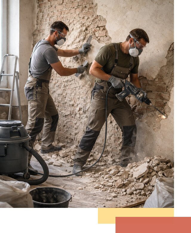 Демонтаж штукатурки со стен в Верхней Пышме быстро и аккуратно