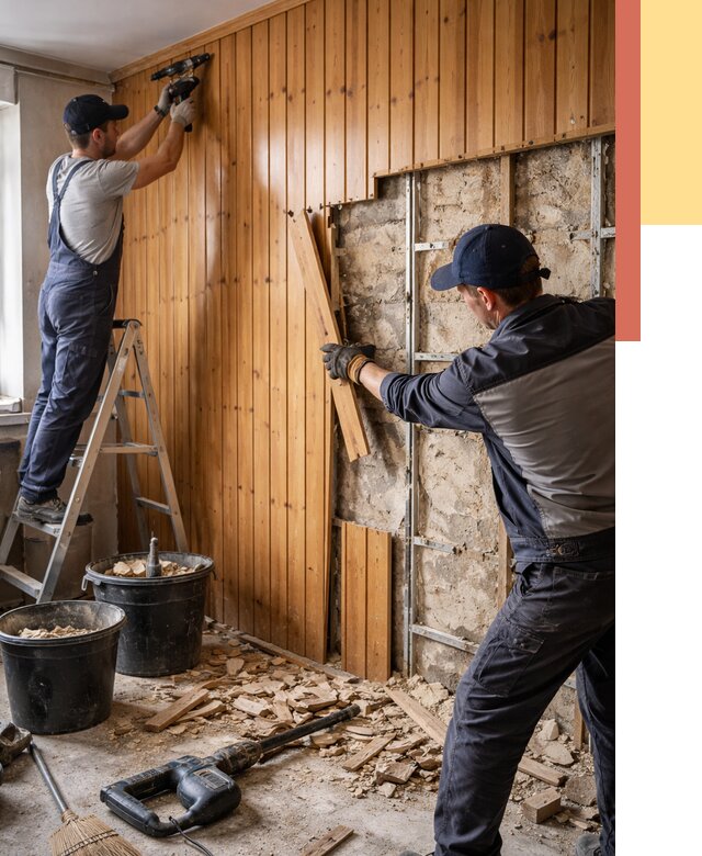 Демонтаж вагонки со стен в Верхней Пышме от 1488 руб. — снятие, удаление, срочно | ОТДЕЛОЧНИК-Врх