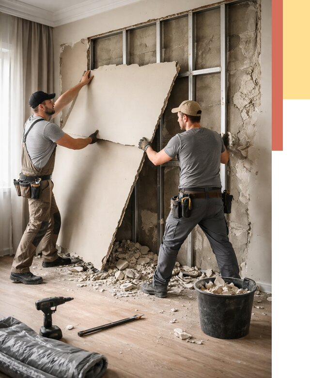 Демонтаж гипсокартона со стен в Верхней Пышме от 359 руб. — услуги демонтажа | ОТДЕЛОЧНИК-Врх