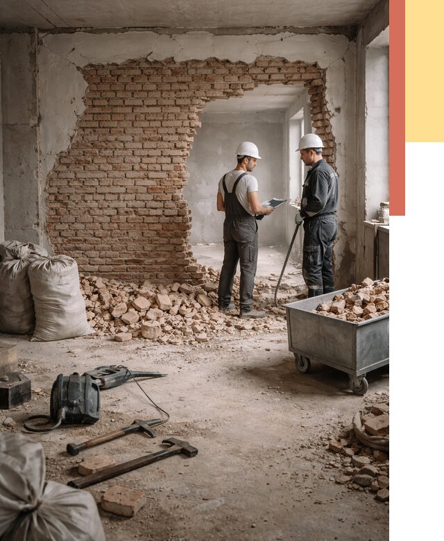 Демонтаж кирпичных стен в Верхней Пышме от 4309 руб. — быстро, недорого, под ключ | ОТДЕЛОЧНИК-Врх