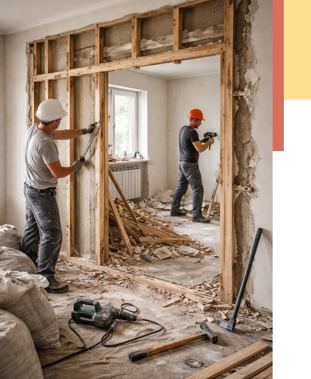 Демонтаж деревянных перегородок в Верхней Пышме от 3283 руб. — быстро и недорого | ОТДЕЛОЧНИК-Врх