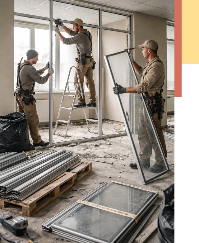 Демонтаж алюминиевых перегородок в Верхней Пышме от 4309 руб. — быстро и недорого | ОТДЕЛОЧНИК-Врх