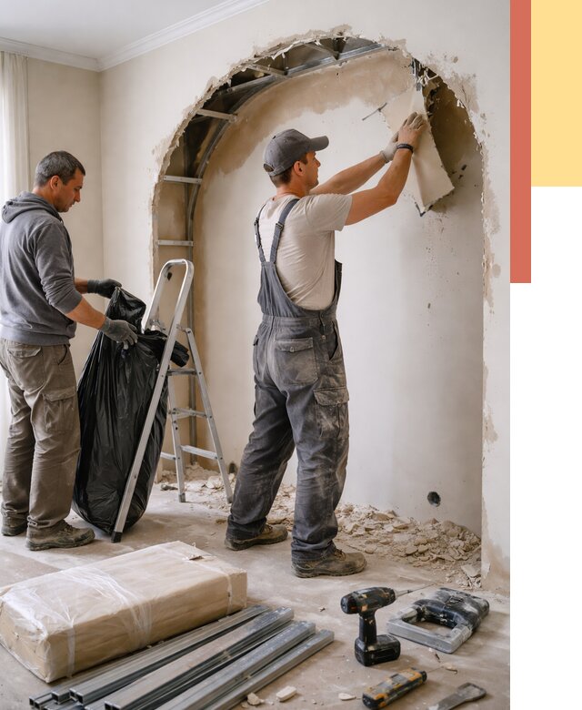 Демонтаж арки из гипсокартона в Верхней Пышме от 3591 руб. — услуги под ключ | ОТДЕЛОЧНИК-Врх