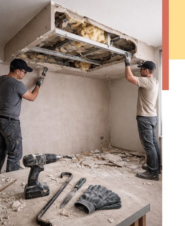 Демонтаж короба из гипсокартона в Верхней Пышме от 1560 руб. — быстро и недорого | ОТДЕЛОЧНИК-Врх