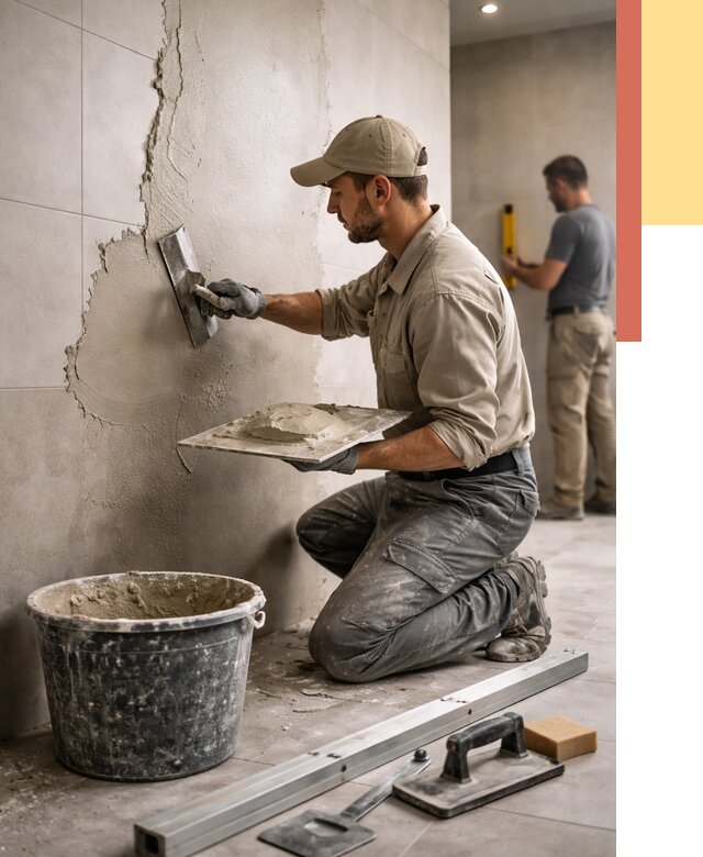 Штукатурка стен в ванной в Верхней Пышме от 4617 руб./м² — выравнивание под ключ | ОТДЕЛОЧНИК-Врх