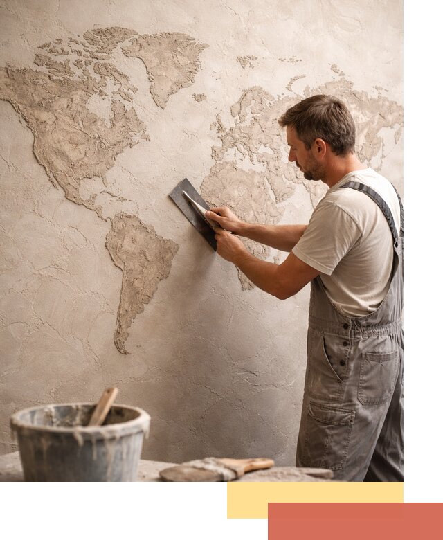 Декоративная штукатурка «Карта мира» под ключ в Верхней Пышме