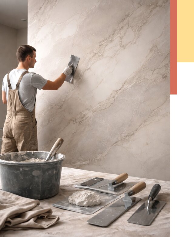 Декоративная штукатурка под мрамор в Верхней Пышме от 2873 руб./м² — быстро и недорого | ОТДЕЛОЧНИК-Врх