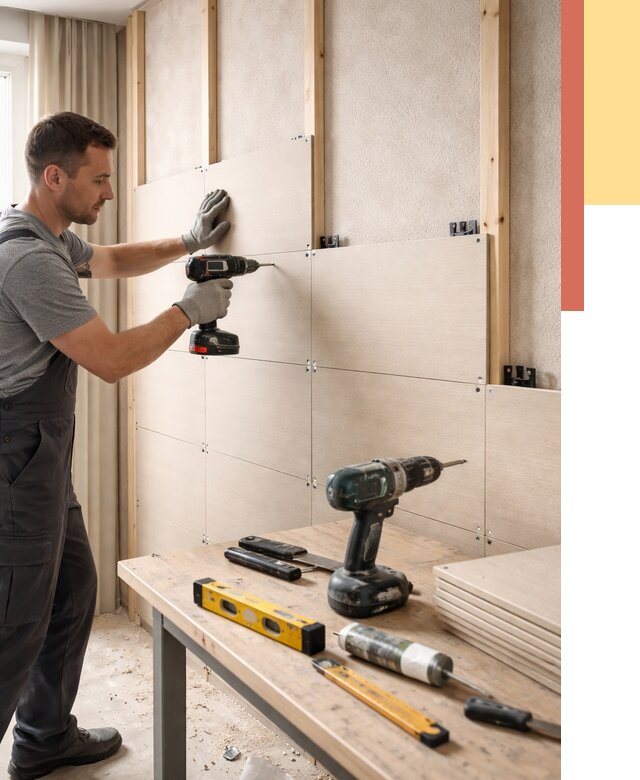 Монтаж МДФ панелей на стены в Верхней Пышме от 1283 руб. под ключ | ОТДЕЛОЧНИК-Врх