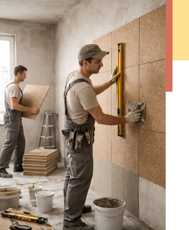 Монтаж пробковых панелей на стены в Верхней Пышме от 3591 руб. — ОТДЕЛОЧНИК-Врх