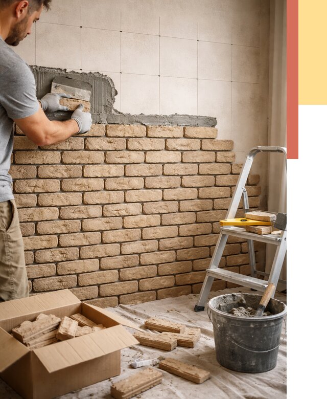 Монтаж декоративного кирпича в Верхней Пышме от 3283 руб./м² — быстро и недорого | ОТДЕЛОЧНИК-Врх