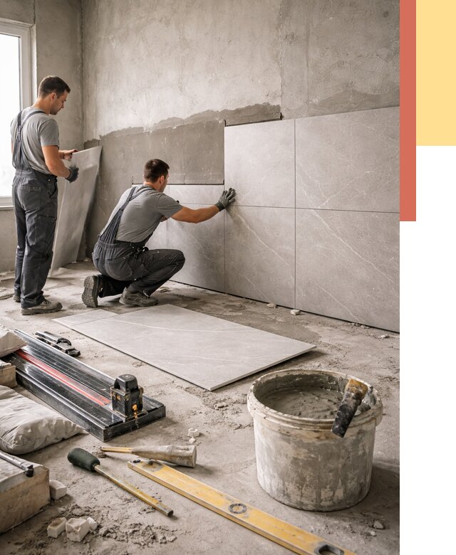 Облицовка стен керамогранитом в Верхней Пышме от 4309 руб./м² — услуги под ключ | ОТДЕЛОЧНИК-Врх