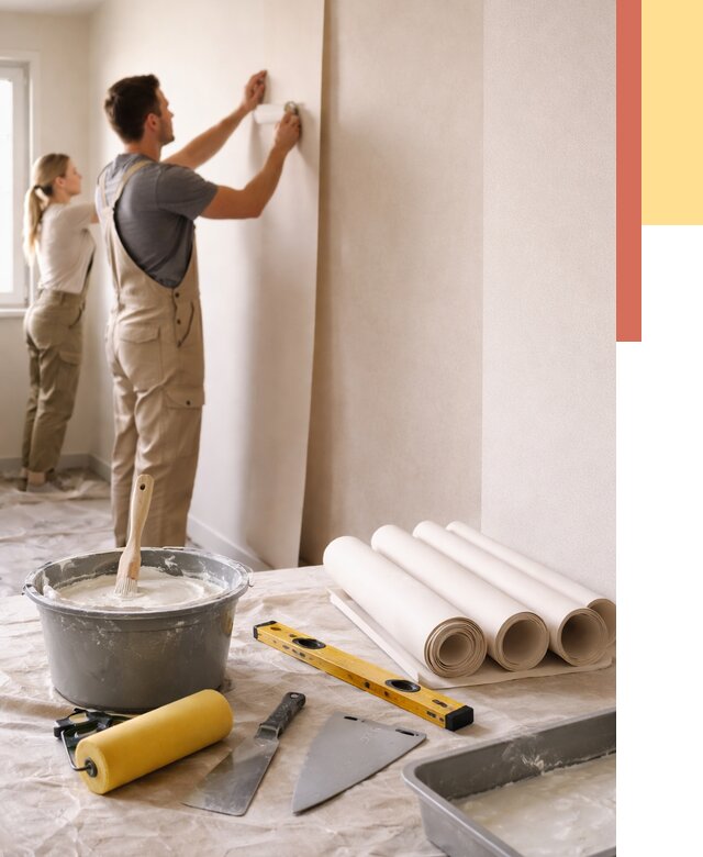 Поклейка бумажных обоев в Верхней Пышме от 5643 руб./м2 — быстро и недорого | ОТДЕЛОЧНИК-Врх