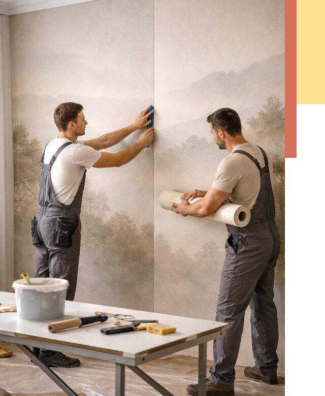 Поклейка фотообоев в Верхней Пышме от 8721 руб/м² — быстро и недорого | ОТДЕЛОЧНИК-Врх