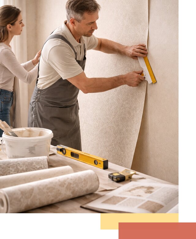 Поклейка обоев с подбором рисунка в Верхней Пышме