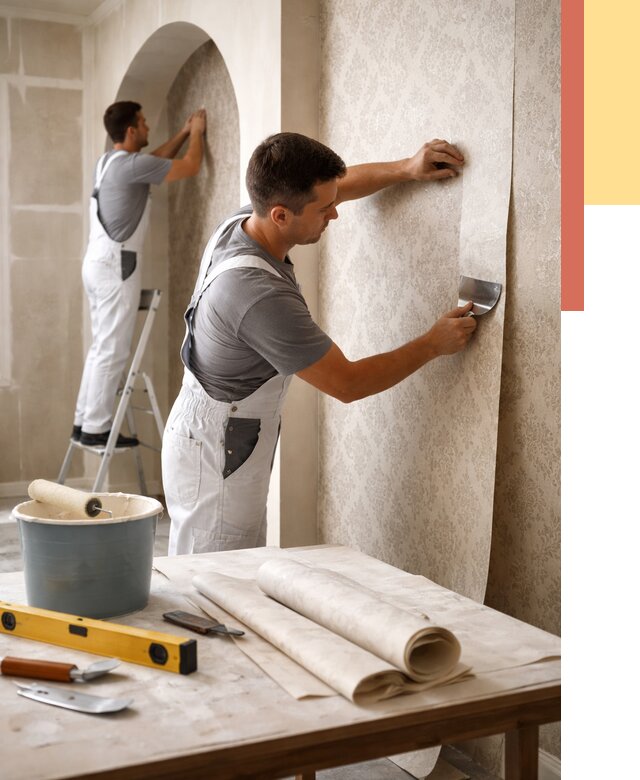 Поклейка обоев на сложные стены в Верхней Пышме от 2873 руб. под ключ | ОТДЕЛОЧНИК-Врх