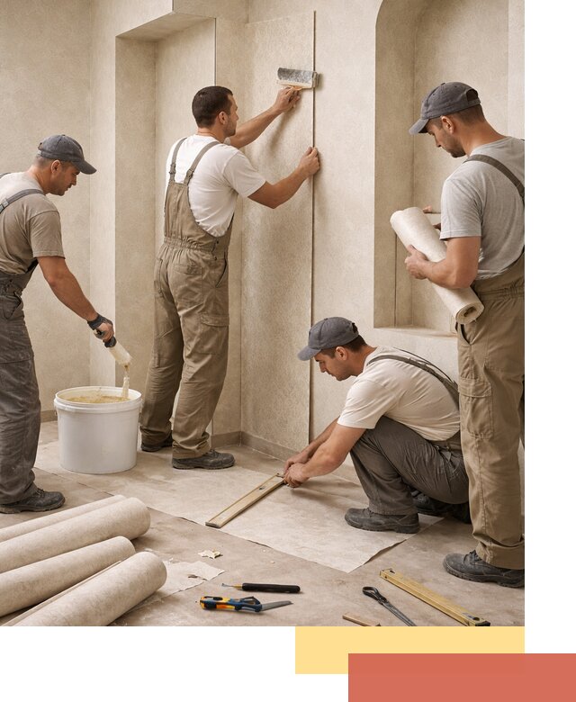 Поклейка обоев на сложные стены и неровные поверхности в Верхней Пышме