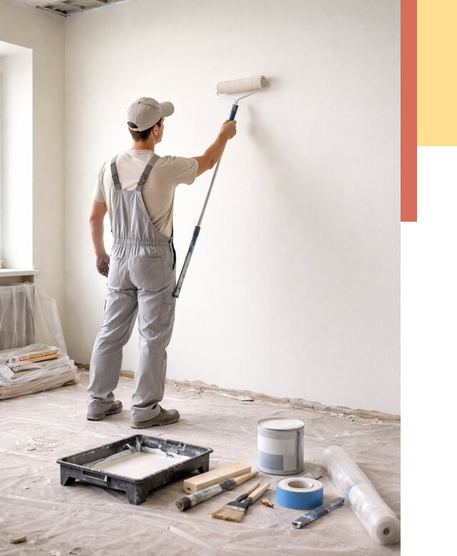 Покраска стен водоэмульсионной краской в Верхней Пышме от 462 руб. за м² | ОТДЕЛОЧНИК-Врх