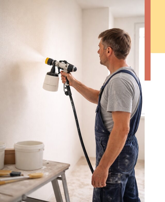 Покраска стен краскопультом в Верхней Пышме от 7695 руб. — механизированная покраска | ОТДЕЛОЧНИК-Врх