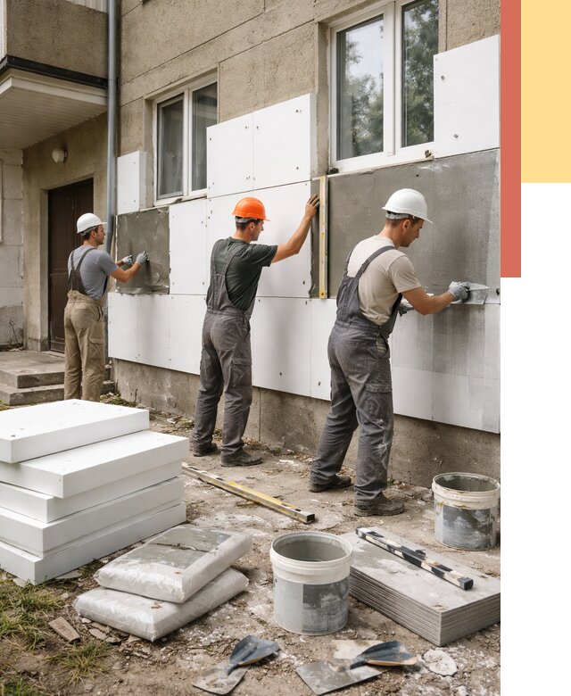 Утепление стен пенопластом в Верхней Пышме от 1796 руб. — недорого и под ключ | ОТДЕЛОЧНИК-Врх