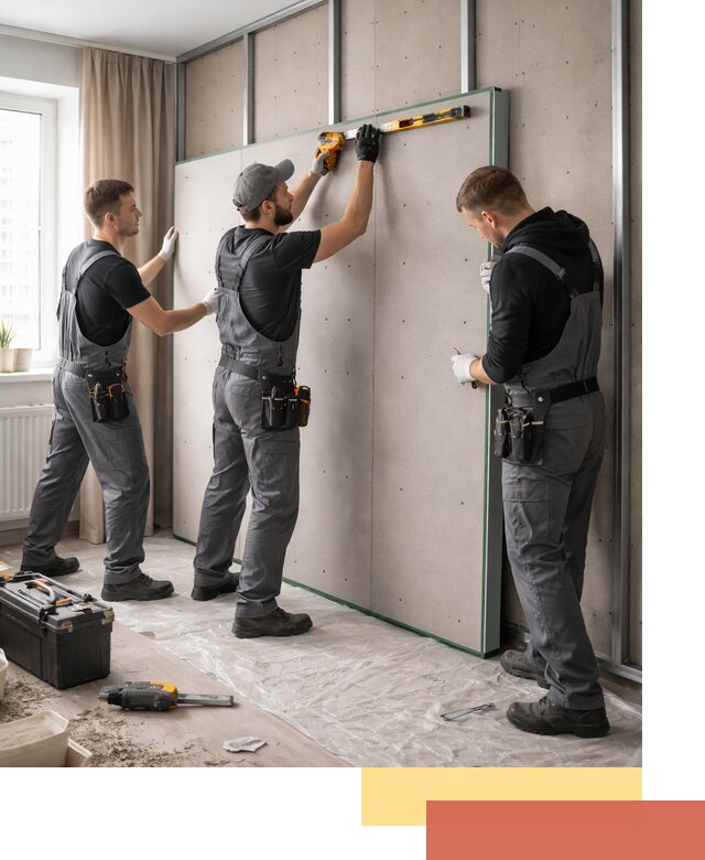 Шумоизоляция стен панелями ЗИПС в Верхней Пышме для жилых и коммерческих помещений