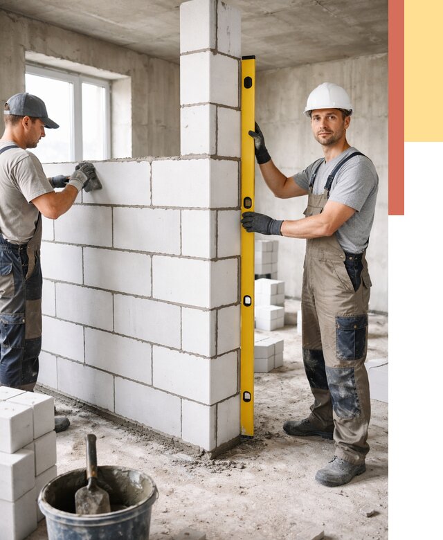 Кладка перегородок из пеноблока в Верхней Пышме от 1847 руб. под ключ | ОТДЕЛОЧНИК-Врх