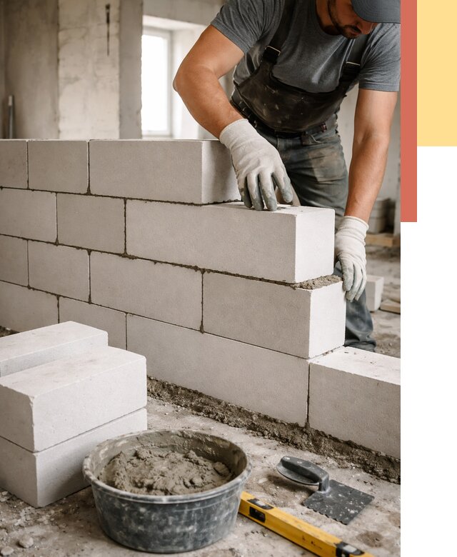 Кладка перегородок из силикатного блока в Верхней Пышме от 4104 руб. под ключ | ОТДЕЛОЧНИК-Врх