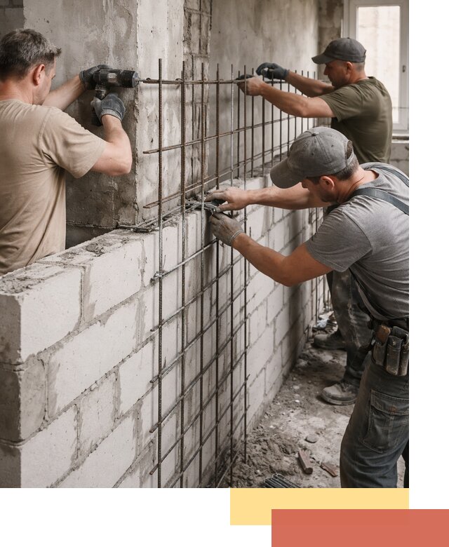 Армирование кладки перегородок в Верхней Пышме профессионально и надёжно