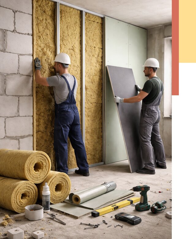 Шумоизоляция перегородок из блоков в Верхней Пышме от 1898 руб./м² — быстро и недорого | ОТДЕЛОЧНИК-Врх