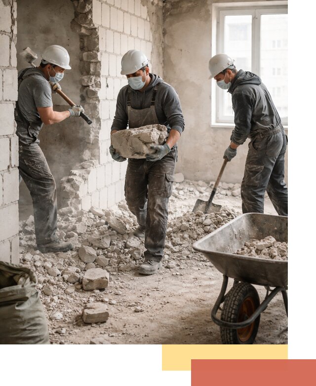 Демонтаж блочных перегородок в Верхней Пышме быстро и аккуратно