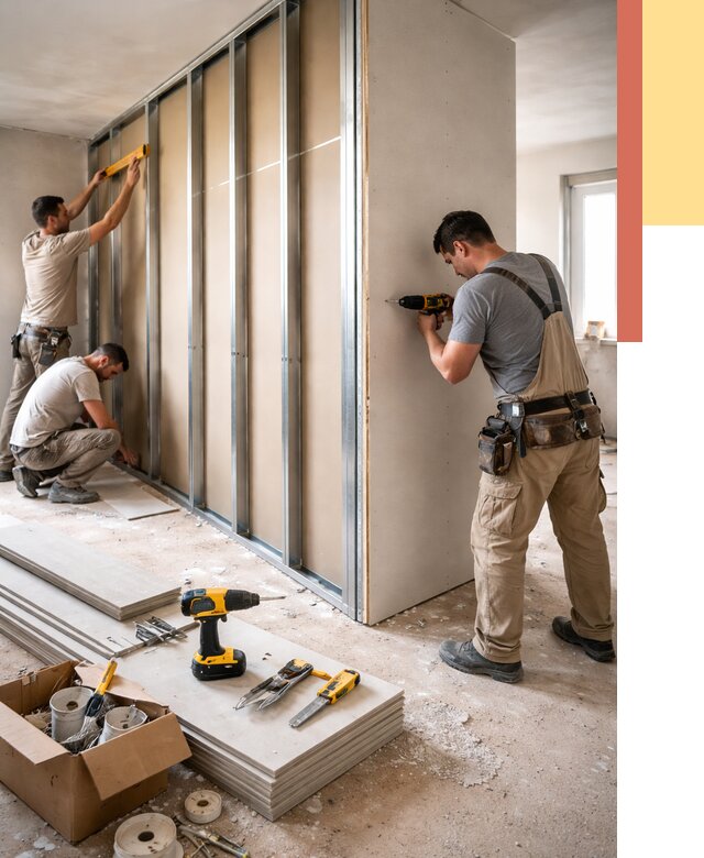 Монтаж однослойной перегородки из гипсокартона в Верхней Пышме от 667 руб. | ОТДЕЛОЧНИК-Врх