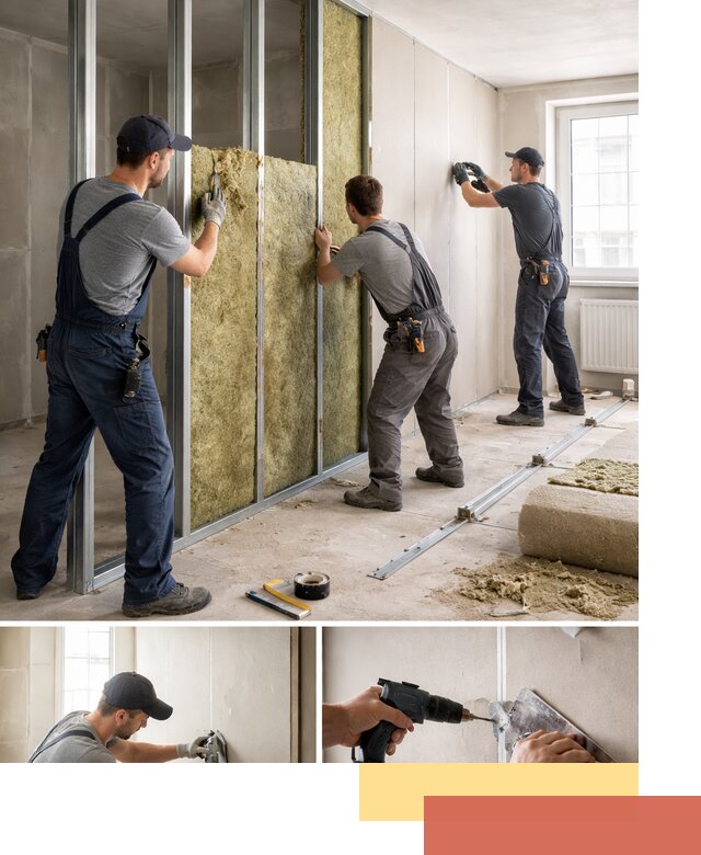 Перегородка из гипсокартона с шумоизоляцией в Верхней Пышме — монтаж под ключ