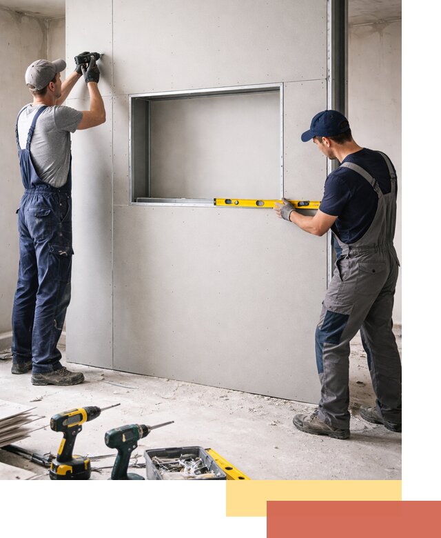 Перегородка из гипсокартона с нишей под декор в Верхней Пышме