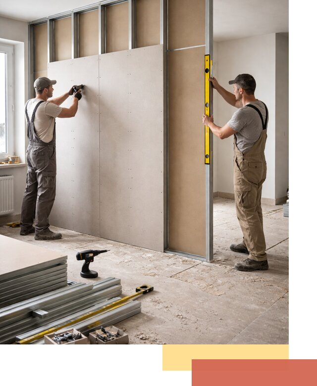 Зонирующая перегородка из гипсокартона под ключ в Верхней Пышме