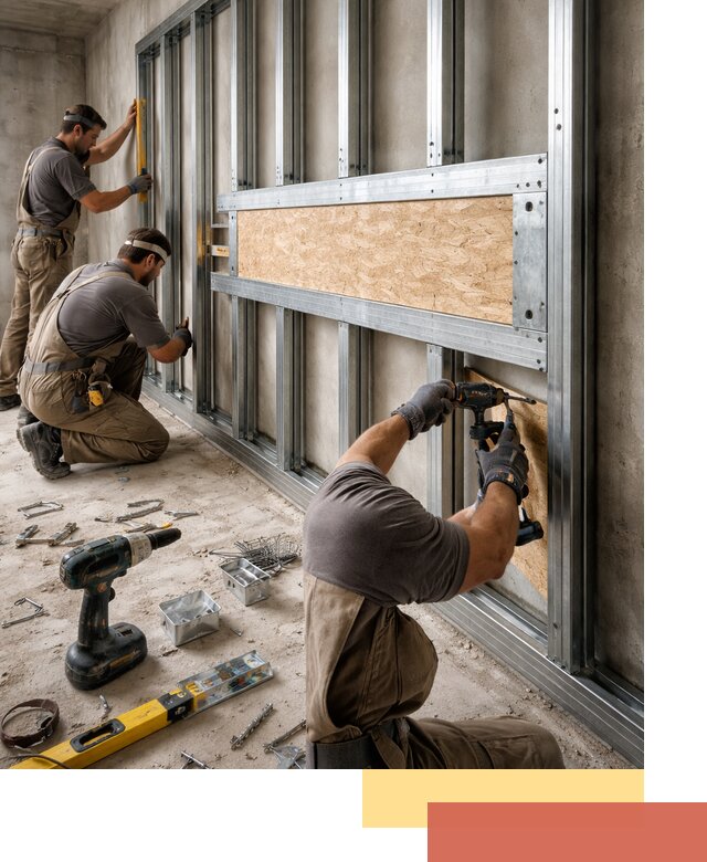 Усиленная перегородка для крепления тяжёлых конструкций в Верхней Пышме