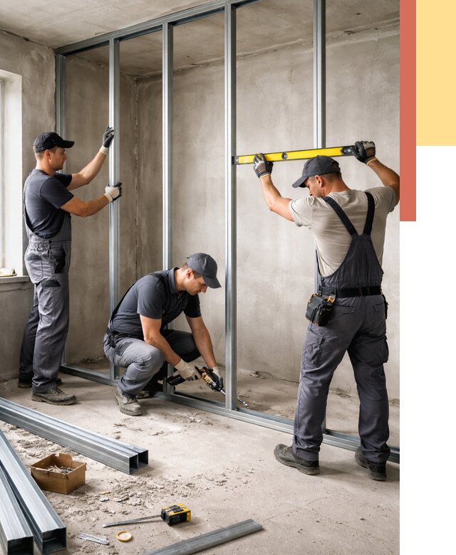 Монтаж каркаса перегородки из профиля в Верхней Пышме от 770 руб. | ОТДЕЛОЧНИК-Врх