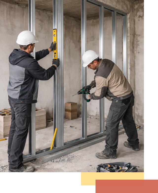 Монтаж каркаса перегородки из профиля в Верхней Пышме