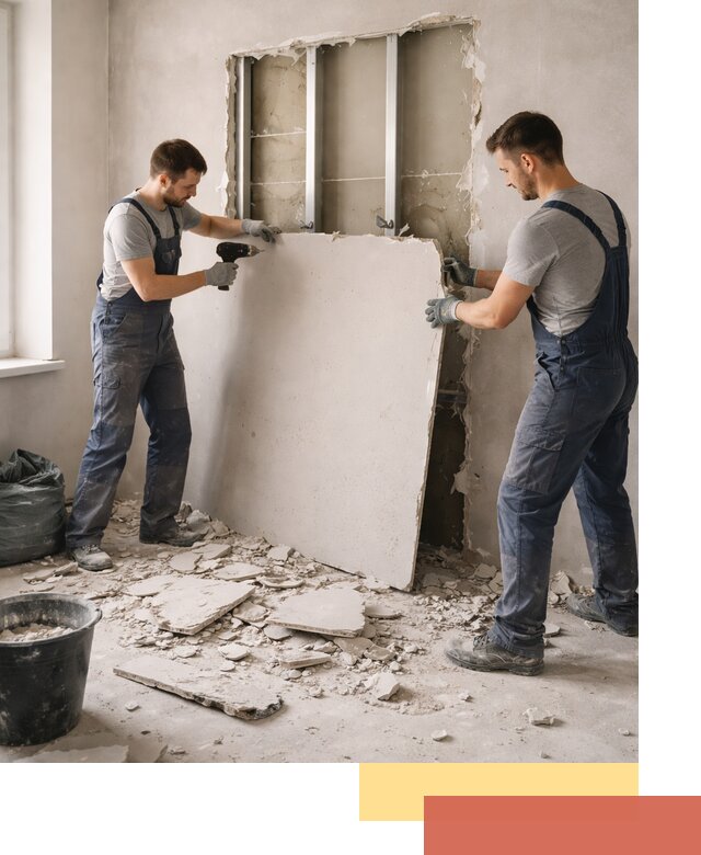 Демонтаж перегородки из гипсокартона в Верхней Пышме быстрый и аккуратный