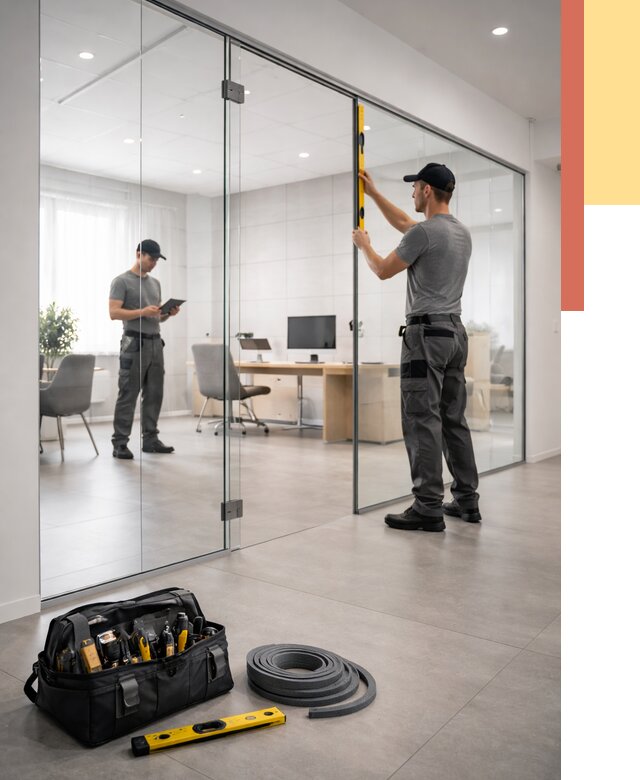 Цельностеклянные перегородки под ключ в Верхней Пышме от 9747 руб. — монтаж и цены | ОТДЕЛОЧНИК-Врх