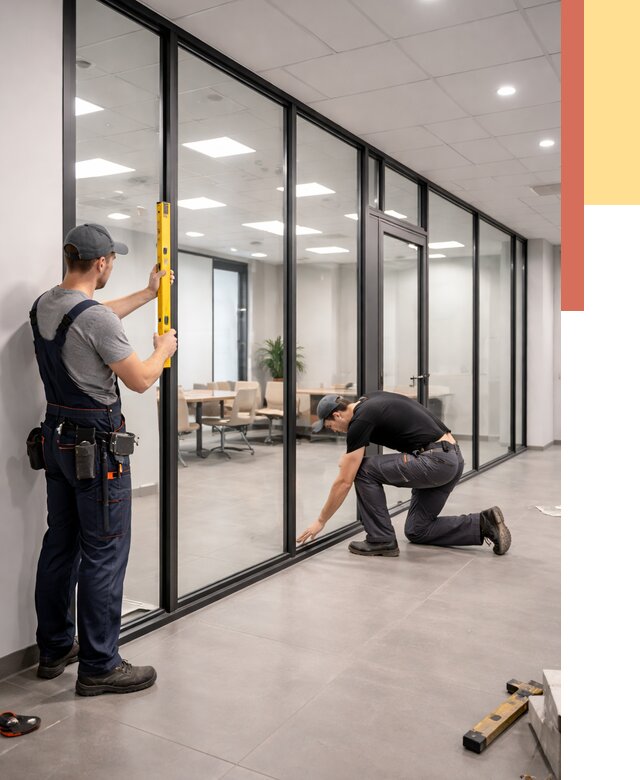 Каркасные стеклянные перегородки в Верхней Пышме под ключ от 9439 руб. | ОТДЕЛОЧНИК-Врх