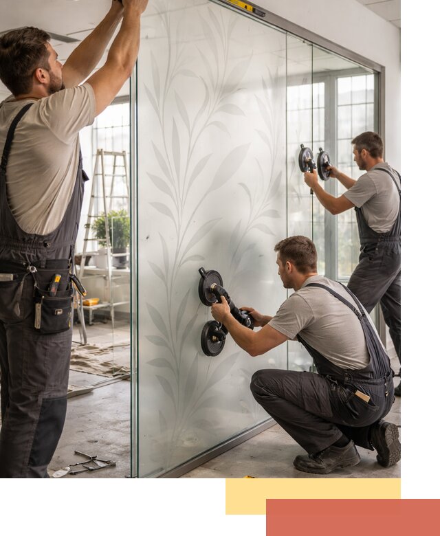 Стеклянные перегородки с рисунком на заказ в Верхней Пышме