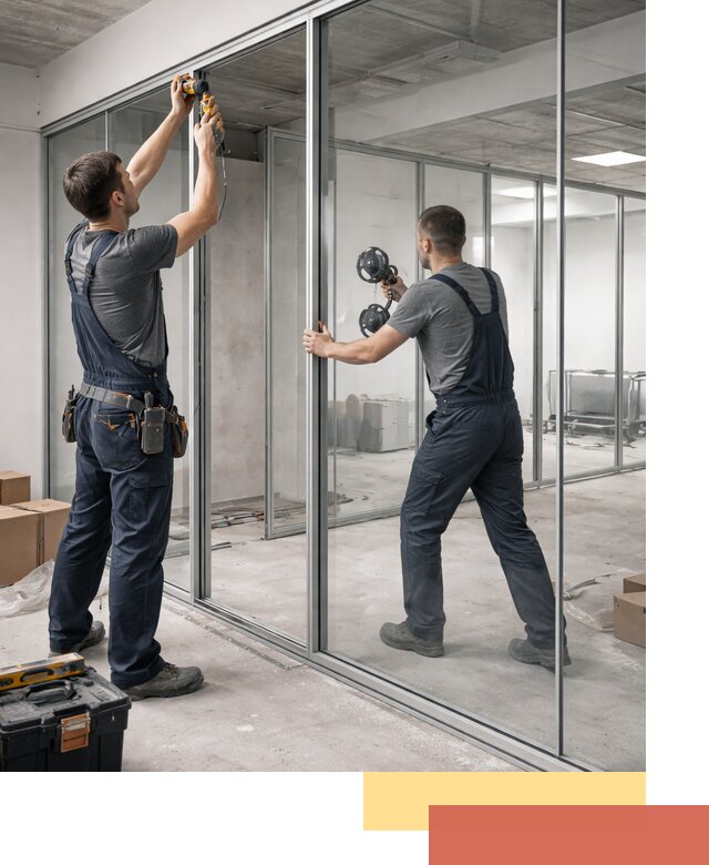 Алюминиевые перегородки со стеклом в Верхней Пышме — изготовление и монтаж