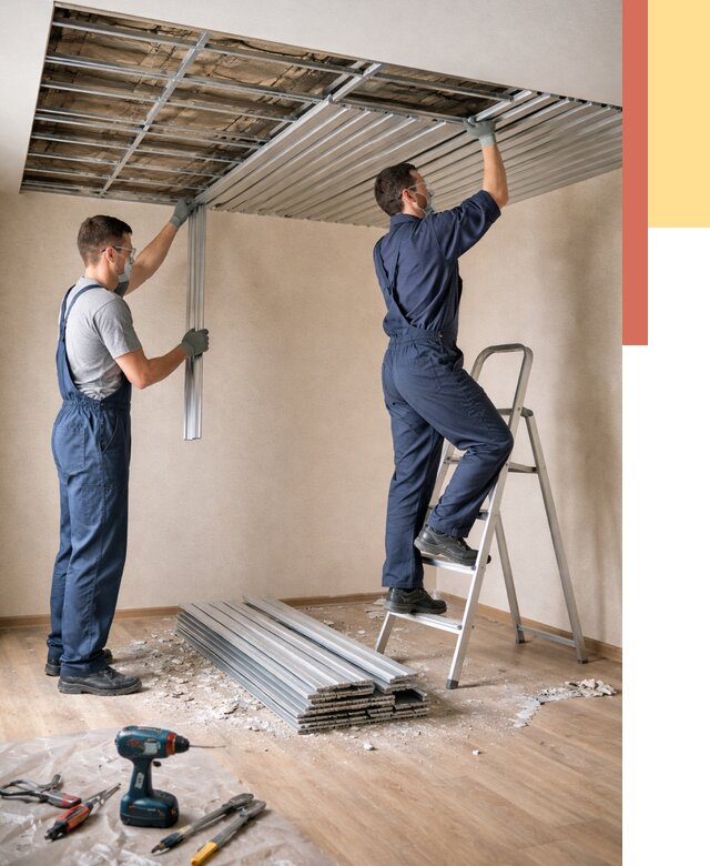 Демонтаж реечного потолка в Верхней Пышме от 4617 руб. быстро и недорого | ОТДЕЛОЧНИК-Врх