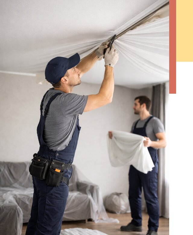 Демонтаж натяжного потолка в Верхней Пышме от 4617 руб. — снятие и разбор под ключ | ОТДЕЛОЧНИК-Врх