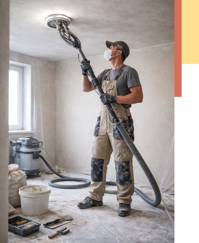 Шлифовка потолка в Верхней Пышме от 3591 руб. — услуги шлифования потолка | ОТДЕЛОЧНИК-Врх