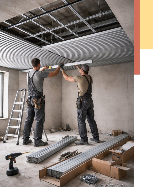 Монтаж реечного потолка в Верхней Пышме от 4617 руб. под ключ | ОТДЕЛОЧНИК-Врх