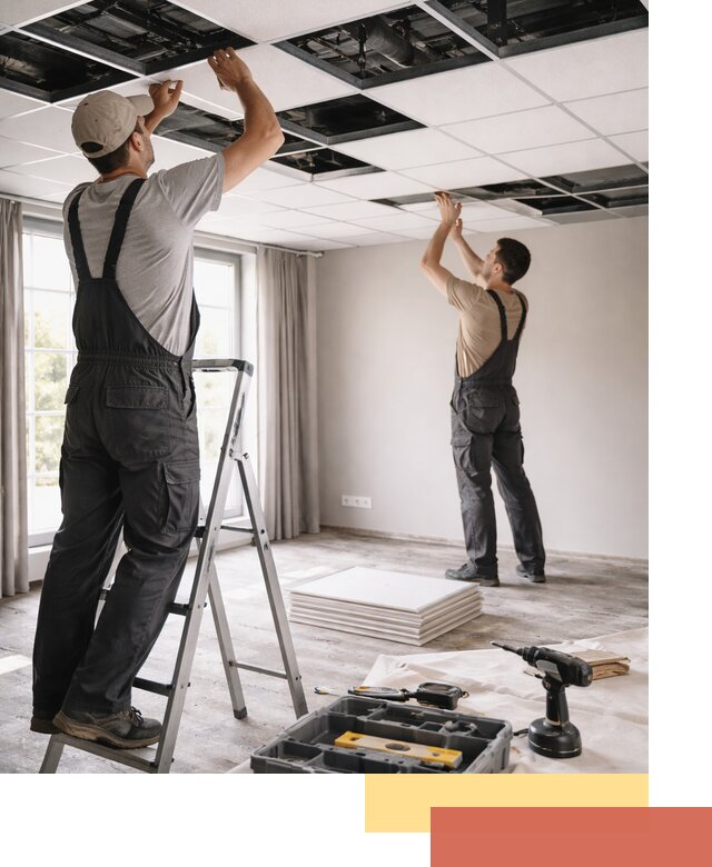 Замена плит подвесного потолка в Верхней Пышме быстро и качественно