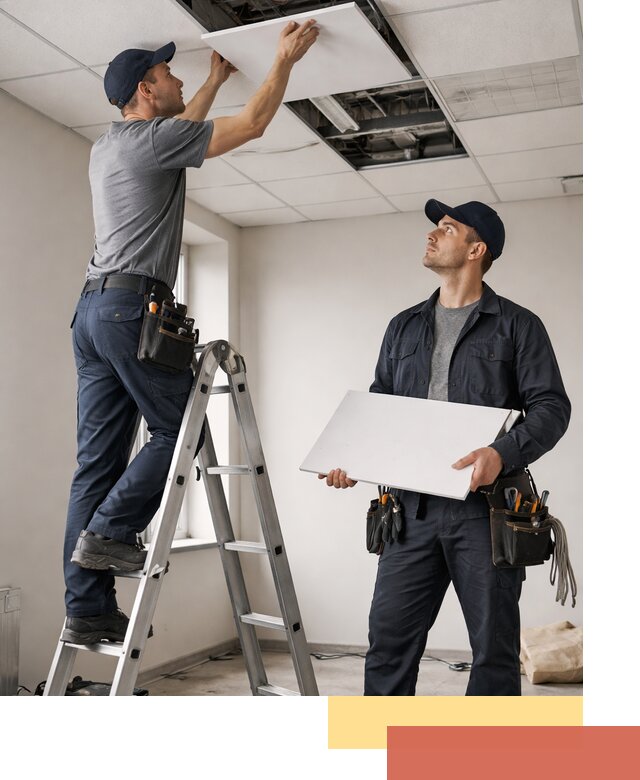 Обслуживание подвесного потолка в Верхней Пышме — ремонт и чистка