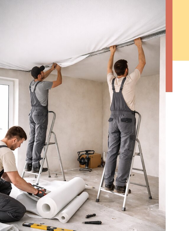 Монтаж тканевого натяжного потолка в Верхней Пышме от 3591 руб. под ключ | ОТДЕЛОЧНИК-Врх