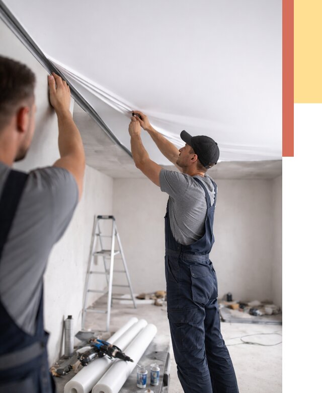 Монтаж матового натяжного потолка в Верхней Пышме от 4617 руб./м² — быстро и недорого | ОТДЕЛОЧНИК-Врх